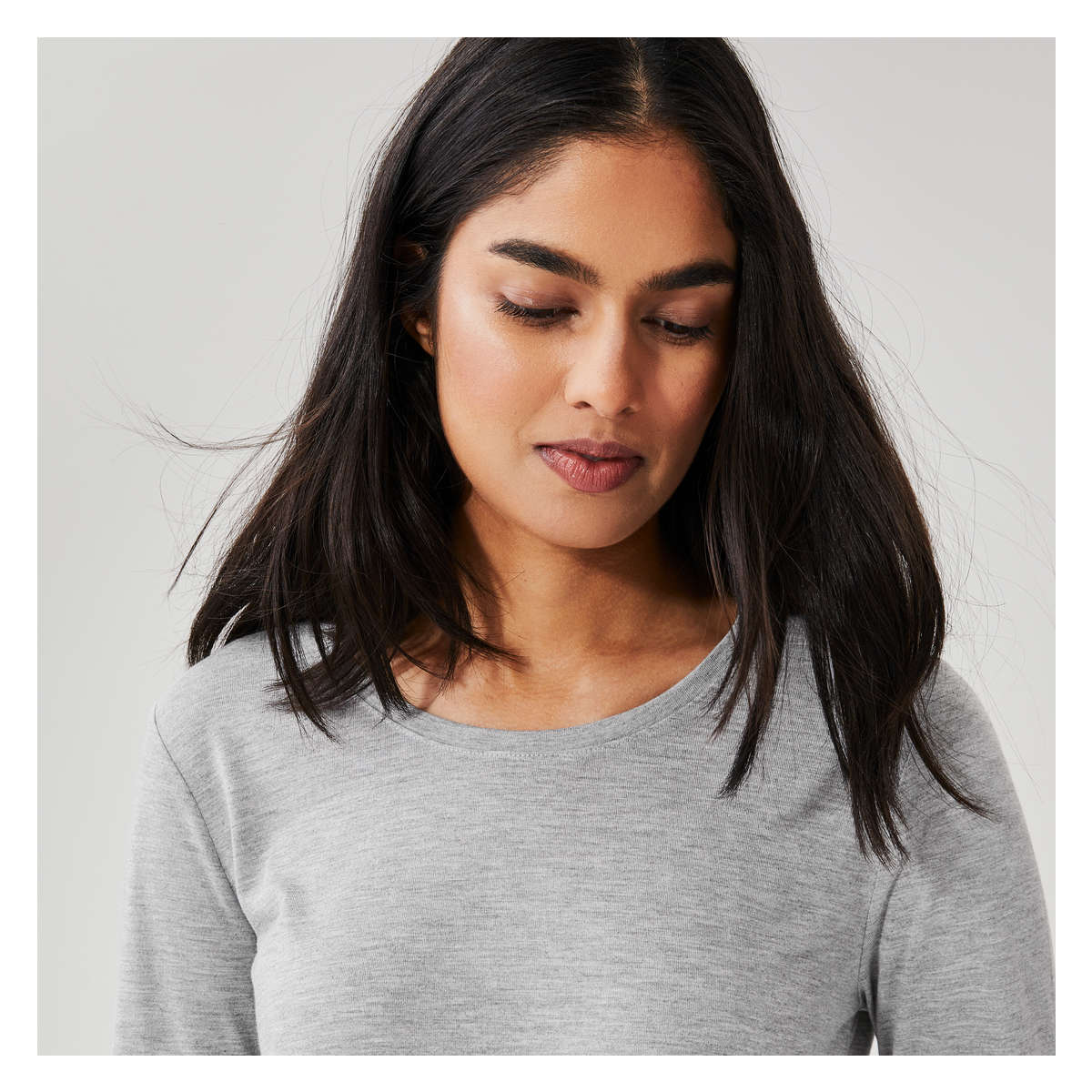 Relaxed-Fit Long Sleeve in Light Grey Mix from Joe Fresh
